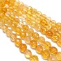 De perlas de cristal de cuarzo natural hebras, teñido y climatizada, imitación de citrino, facetados, rondo