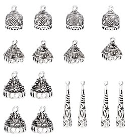 Chgcraft 16 pcs 4 pendentif en alliage de style bail, bélière pompon casquette, colonne et coffre au trésor et cône et pyramide