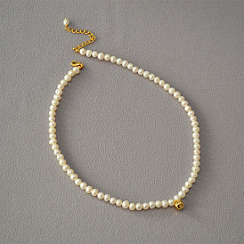Collier pendentif en perles de style baroque irrégulier vintage français - simple, chaîne de clavicule, femmes
