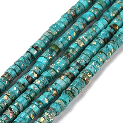 Hebras de cuentas sintéticas de jaspe imperial y ópalo, teñido, perlas heishi, Disco redondo plano