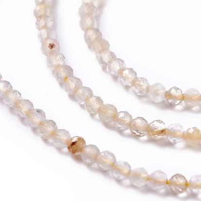 Perlas de cuarzo rutilado naturales hebras, facetados, rondo