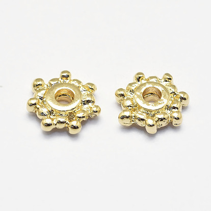Long-Lasting Plated Brass Spacer Beads, Real 18K Gold Plated, Nickel Free, Flower