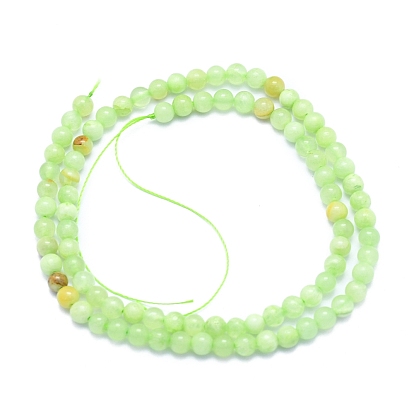 Natural White Jade Beads Strands, Imitation Green Calcite Round, Dyed