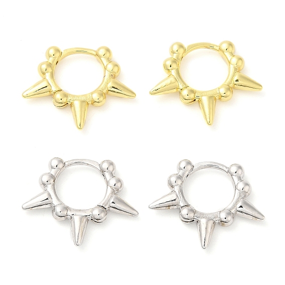 Rack Plating Brass Spike Hoop Earrings for Women, Long-Lasting Plated, Lead Free & Cadmium Free