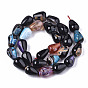 Natural Fire Crackle Agate Beads Strands, Dyed & Heated, Teardrop