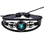 Bracelet multirang à maillons de verre constellation, bracelet gothique triple couche tressé en cuir pu pour hommes femmes