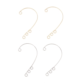 316 Stainless Steel Ear Cuff Findings, Climber Wrap Around Non Piercing Earring Findings with 4 Loop