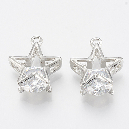 Alloy Cubic Zirconia Charms, Star