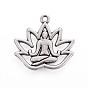 Tibetan Style Alloy Yoga Theme Pendants, Lotus with Human, Lead Free & Nickel Free & Cadmium Free