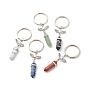 Porte-clés coeur en alliage de pierres précieuses et d'alliages naturels bullet, avec porte-clés fendus