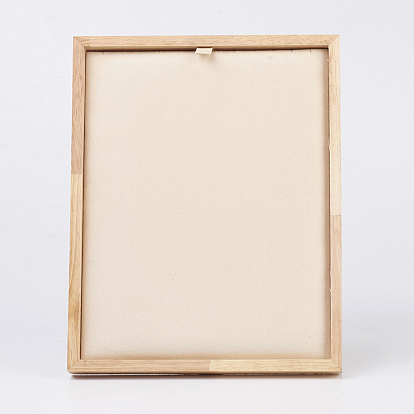 Collier bois affiche, avec faux suède, rectangle