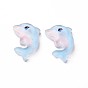 Transparent Epoxy Resin Cabochons, with Glitter Powder, Dolphin