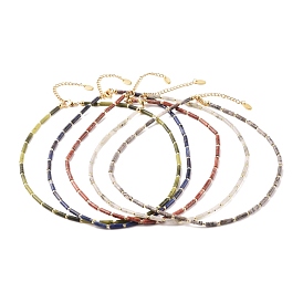 Collier de perles de colonne de pierres précieuses naturelles avec hématite synthétique pour femme, or