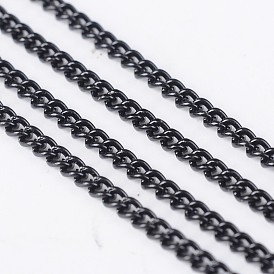 Iron Twisted Chains, Curb Chains, Unwelded, with Spool, 3x2x0.6mm, 100m/roll