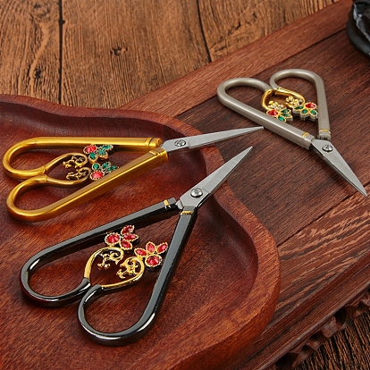 Tijeras artesanales de acero inoxidable, con diamante de imitación, tijeras de bordar, tijeras de arte del té
