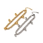 304 bracelet à breloque cloche en acier inoxydable avec 201 perles rondes en acier inoxydable pour femme