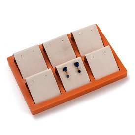 Resin Artificial Marble Finger Earring Display Tray, with 6 Grids PU Leather Holder, Jewelry Storage Box, Rectangle