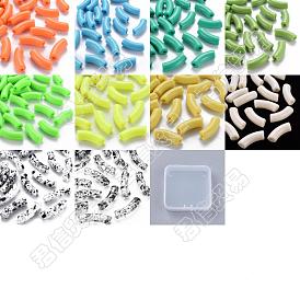 PandaHall Elite 60Pcs 10 Colors Acrylic Beads, Curved Tube