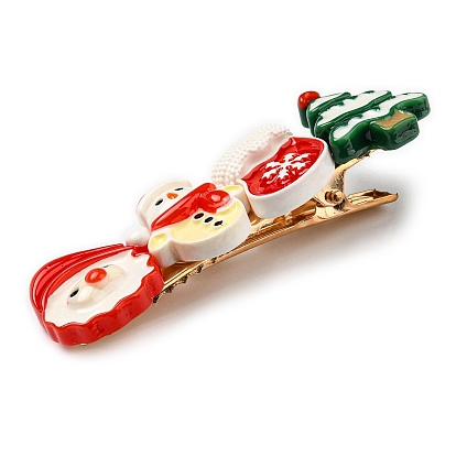 Chistmas Theme Resin Alligator Hair Clips, with Iron Findings, Hair Accessories for Girls Women