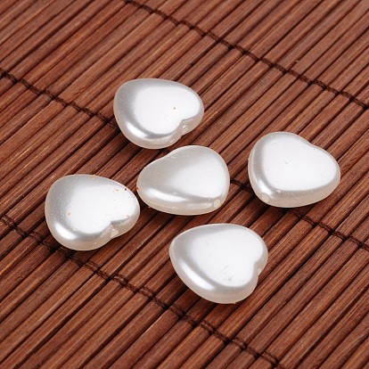 Heart Acrylic Imitation Pearl Beads, 15x15.5x6mm, Hole: 0.5mm, about 480pcs/500g