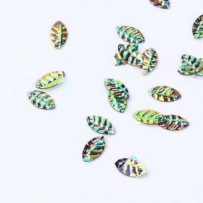 Plastic Paillette Links, Sequins Beads, Leaf