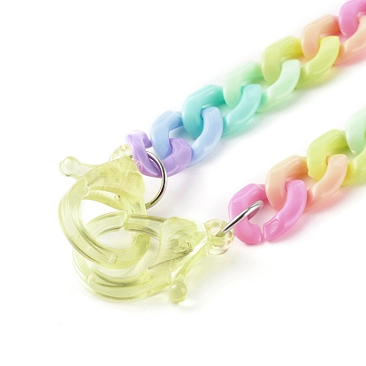 Персонализированные ожерелья-цепочки из акрила в виде радуги, цепочки для очков, цепочки для сумочек, с пластиковыми застежками в виде когтей лобстера