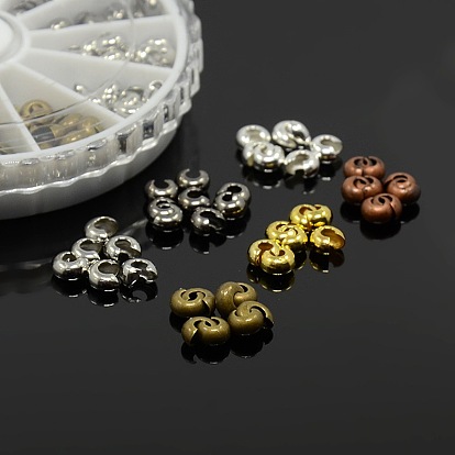1 6 boîte de couleurs perles à écraser couvertures, couleur mixte, 5x4mm, trou: 2 mm, environ 250 / boîte