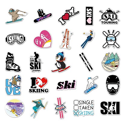 Skiing Theme Waterproof PVC Adhesive Stickers, for Suitcase, Skateboard, Refrigerator, Helmet, Mobile Phone Shell, Notebooks
