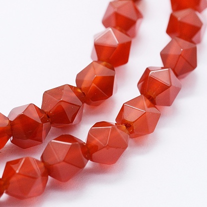 Natural Carnelian Beads Strands, Dyed & Heated, Faceted, Oval