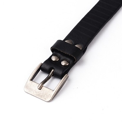 Alloy Leather Cord Bracelets, 260x17mm