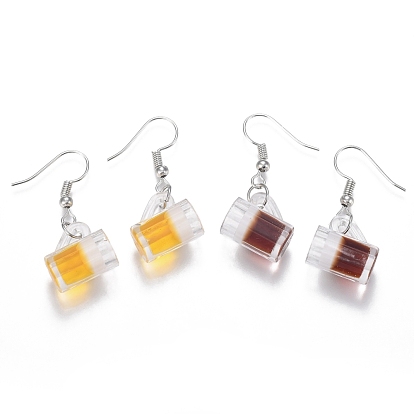 Resin Draft Beer Dangle Earring, with Platinum Plated Iron Earring Hooks