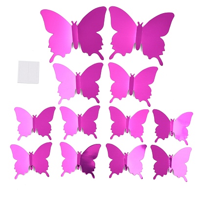 3D PLastic Mirror Wall Stickers, with Adhesive Tape, for Home Living Room Bedroom Wall Decorations, Butterfly