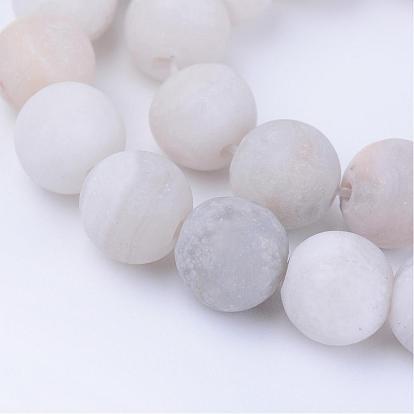 Natural Agate Beads Strands, Frosted, Round, Dyed