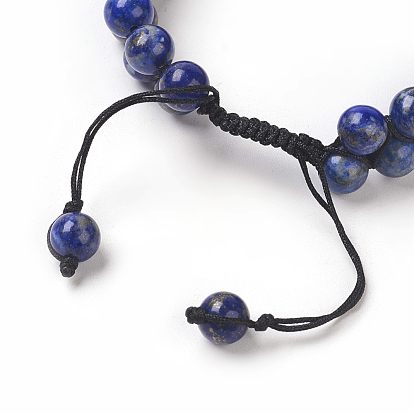 Adjustable Natural Gemstone Braided Bead Bracelets, with Nylon Thread