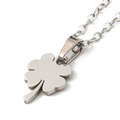 201 Stainless Steel Clover Pendant Necklace with Cable Chains