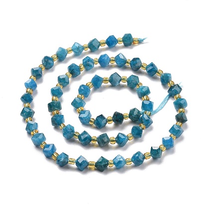 Perles naturelles apatite brins, avec des perles de rocaille, facette, perles de cube en diagonale