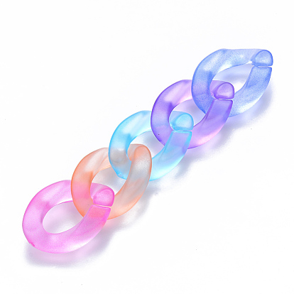 Transparent Acrylic Linking Rings, Quick Link Connectors, for Curb Chains Making, Frosted, Twist