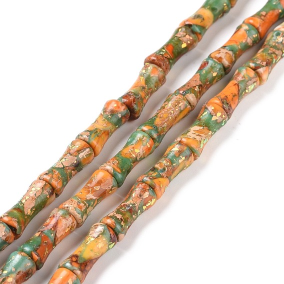 Natural Dolomite & Synthetic Imperial Jasper & Synthetic Opal Beads Strands, Dyed, Bamboo Stick
