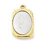 304 Stainless Steel Pendants, Rectangle with Twelve Zodiac Flower Charm, Golden & Stainless Steel Color