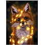 DIY 5D Animals Fox Pattern Canvas Diamond Painting Kits, with Resin Rhinestones, Sticky Pen, Tray Plate, Glue Clay, for Home Wall Decor Full Drill Diamond Art Gift