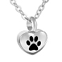 304 Stainless Steel Urn Ashes Pendants, Heart with Paw Print