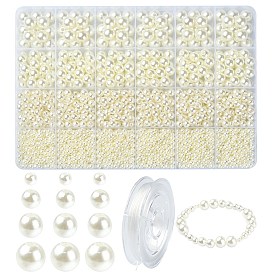 Kit de bricolaje para hacer pulseras de perlas de imitación, incluyendo cuentas redondas de plástico abs, hilo elástico
