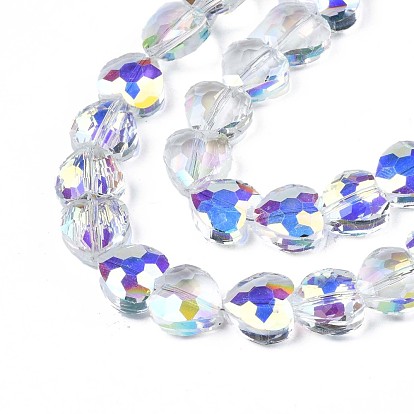 Electroplate Transparent Glass Beads Strands, AB Color Plated, Faceted, Heart