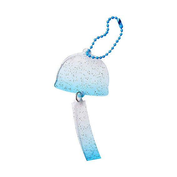 Ébauches de porte-clés en acrylique transparent dégradé de couleur, avec des chaînes à boules et de la poudre scintillante, carillon éolien