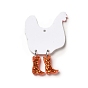Printed Acrylic Pendants, with Glitter Powder, Rooster Charm