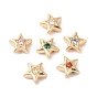 Brass with Cubic Zirconia Beads, Real 18K Gold Plated/Real Platinum Plated, Star