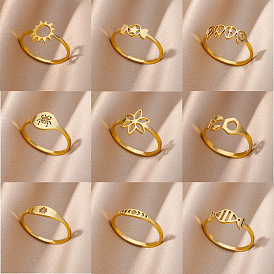 Минималистское полое солнцезащитное кольцо 18k позолоченное кольцо из нержавеющей стали в стиле хип-хоп для мужчин и женщин