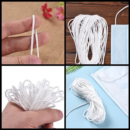 Round Polyester & Spandex Elastic Band for Mouth Cover Ear Loop, DIY Disposable Mouth Cover Material