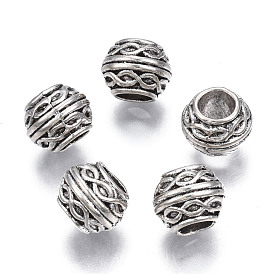 Alliage de zinc de style tibétain perles européennes, Perles avec un grand trou   , sans plomb et sans cadmium, rondelle