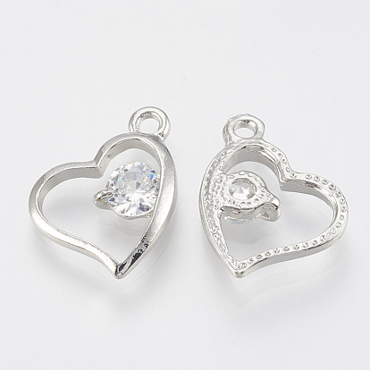 Alloy Cubic Zirconia Charms, Heart